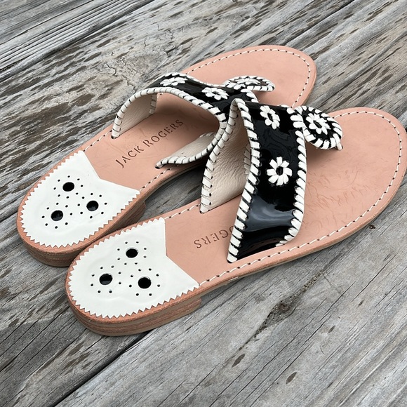 Jack Rogers Jacks Flat Sandal Black White Size 10 - Picture 3 of 9